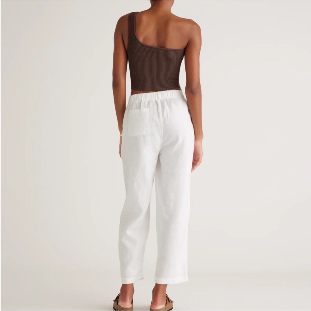 Quince White Linen Cropped Relaxed-Fit Pants - Picture 3 of 4